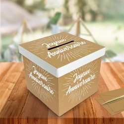 URNE JOYEUX ANNIVERSAIRE PARTY KRAFT 20 X 20 X 20 CM 