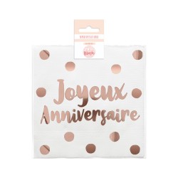 10 SERVIETTES JOYEUX ANNIVERSAIRE PARTY BLUSH 