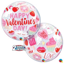 BALLON BUBBLES 56CM HAPPY VALENTINE'S DAY 