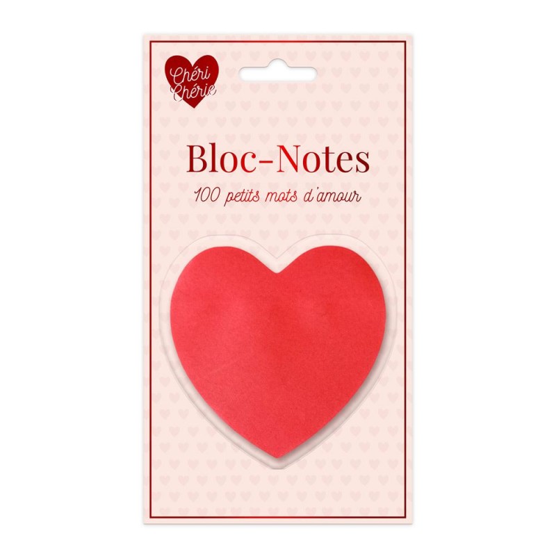 BLOC NOTE COEUR ROUGE POUR 100 PETITS MOTS D'AMOUR