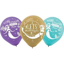 6 BALLONS LATEX IMPRIMES SIRENES 27.5CM 