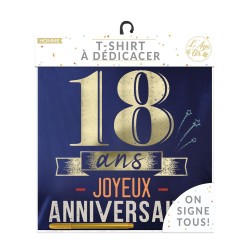 T SHIRT A DEDICACER 18 ANS BLEU ET OR 