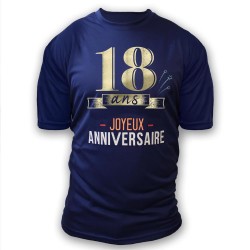 T SHIRT A DEDICACER 18 ANS BLEU ET OR 