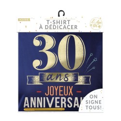 T SHIRT A DEDICACER 30 ANS BLEU ET OR 