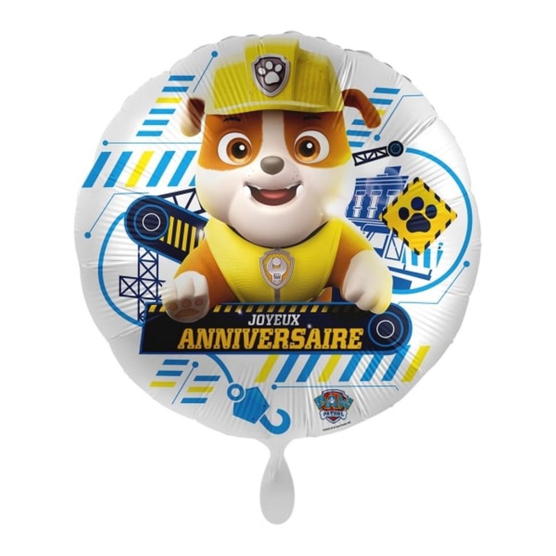 BALLON METALLIQUE ROND 43CM JOYEUX ANNIVERSAIRE PAW PATROL