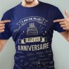 T SHIRT A DEDICACER JOYEUX ANNIVERSAIRE BLEU ET OR 