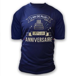 T SHIRT A DEDICACER JOYEUX ANNIVERSAIRE BLEU ET OR 