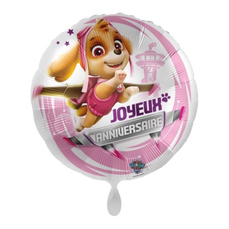 BALLON METALLIQUE ROND 43CM JOYEUX ANNIVERSAIRE PAW PATROL