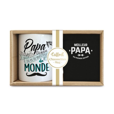 COFFRET CADEAU MEILLEUR PAPA DU MONDE MUG + CHAUSSETTES