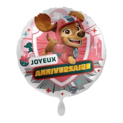 BALLON METALLIQUE ROND 43CM JOYEUX ANNIVERSAIRE PAW PATROL