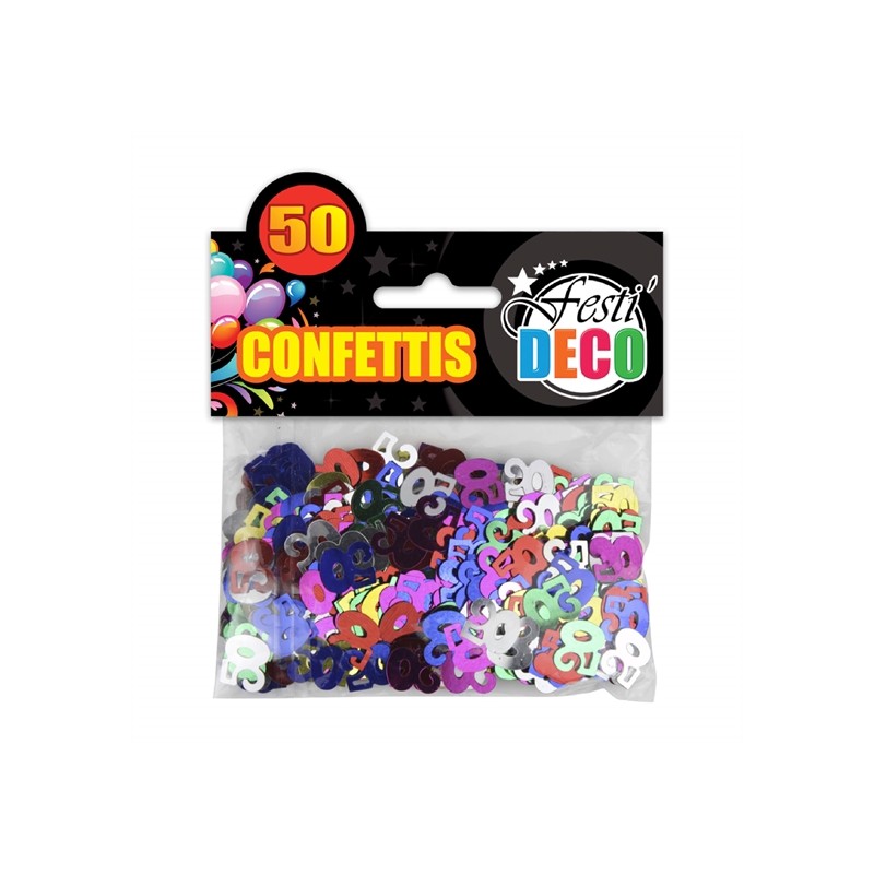 CONFETTIS DE TABLE MULTICOLORES 50 ANS 