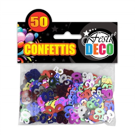 CONFETTIS DE TABLE MULTICOLORES 50 ANS 