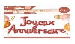 GUIRLANDE BALLON JOYEUX ANNIVERSAIRE TERRACOTTA 3 METRES 
