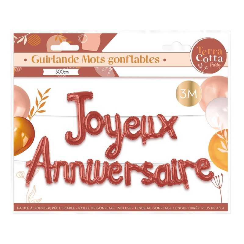 GUIRLANDE BALLON JOYEUX ANNIVERSAIRE TERRACOTTA 3 METRES 