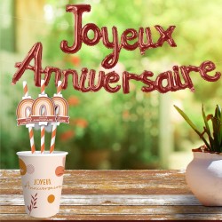 GUIRLANDE BALLON  JOYEUX ANNIVERSAIRE TERRACOTTA 3 METRES 