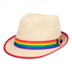 CHAPEAU BORSALINO NATUREL AVEC BANDEAU MULTICOLORE 