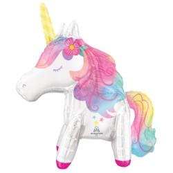 BALLON METALLIQUE SUR PIED LICORNE 55X63 CM 