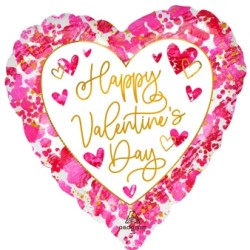 BALLON METALLIQUE 71CM COEUR HAPPY VALENTINE'S DAY  