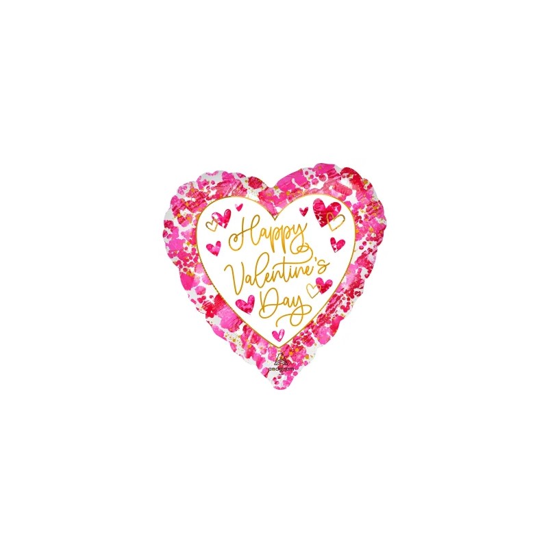 BALLON METALLIQUE 71CM COEUR HAPPY VALENTINE'S DAY  