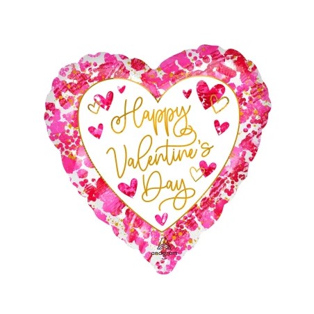 BALLON METALLIQUE 71CM COEUR HAPPY VALENTINE'S DAY  