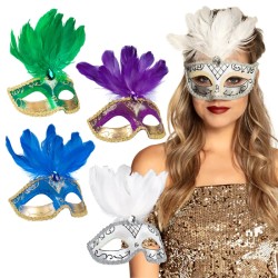 DEMI-MASQUE VENICE AVEC PLUME MODEL ASSORTIS 