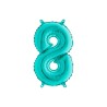 BALLON METALLIQUE CHIFFRE 8 TURQUOISE 36CM 