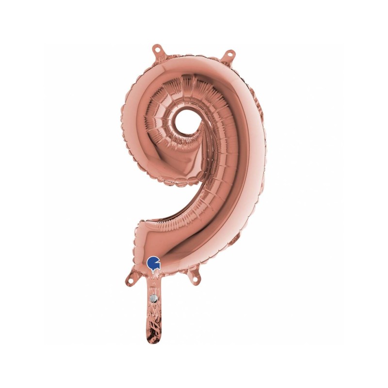 BALLON METALLIQUE CHIFFRE 9 ROSE GOLD 35 CM BALLON METALLIQUE CHIFFRE 9 ROSE GOLD 35 CM