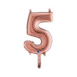 BALLON METALLIQUE CHIFFRE 5 ROSE GOLD 35 CM