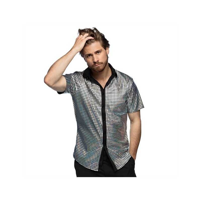 DEGUISEMENT CHEMISE SEQUIN ARGENT SANS MANCHE TAILLE 50-52