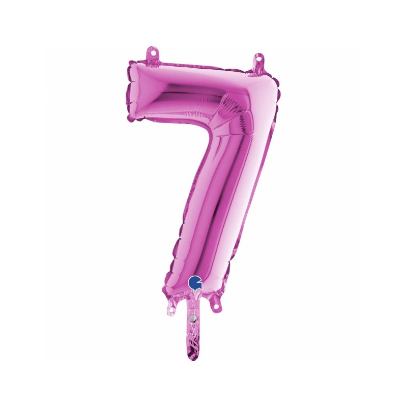 BALLON METALLIQUE CHIFFRE 7 FUSCHIA 35CM