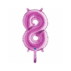 BALLON METALLIQUE CHIFFRE 8 FUSCHIA 35CM