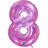 BALLON METALLIQUE CHIFFRE 8 HOLOGRAPHIQUE FUSHIA 102CM 