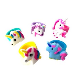 5 BAGUES LICORNE EN SILICONNE