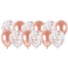 SACHET DE 12 BALLONS 6 NOIR 6 CONFETTIS ROSE GOLD