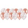 SACHET DE 12 BALLONS 6 NOIR 6 CONFETTIS ROSE GOLD