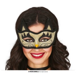 MASQUE LOUP CHAT OR PAILLETTES ET NOIR