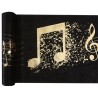 CHEMIN DE TABLE NOIR NOTES DE MUSIQUE OR 30 CM X 5 METRES 