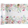 CHEMIN DE TABLE LAPIN ET FLEURS TISSUS BLANC 28 CM X 3 M 