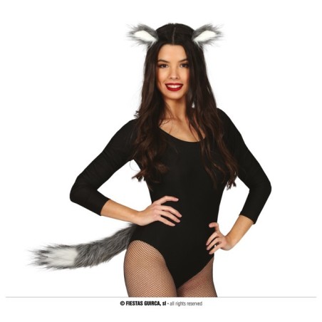 KIT OREILLES + QUEUE GRISE POILUE