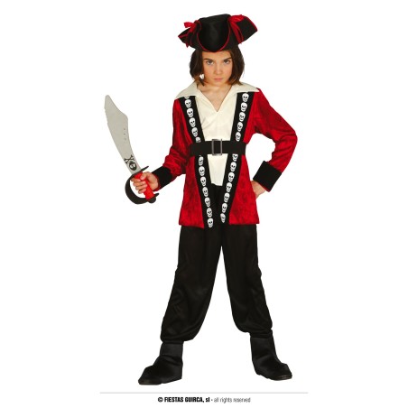 DEGUISEMENT ENFANT PIRATE ROUGE TETE DE MORT TAILLE 3-4 ANS