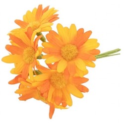 BOUQUET 6 MARGUERITES ORANGE 8.5 CM X 3.5 CM X 11 CM 