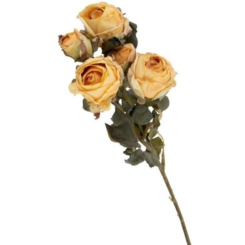 TIGE 5 ROSES JAUNES EFFET REALISTE 43 CM 