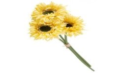 BOUQUET 3 GERBERAS JAUNE 25 CM