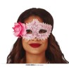 MASQUE LOUP DENTELLE ROSE AVEC FLEUR