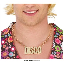 COLLIER DISCO 7 CM CHAINE EN OR