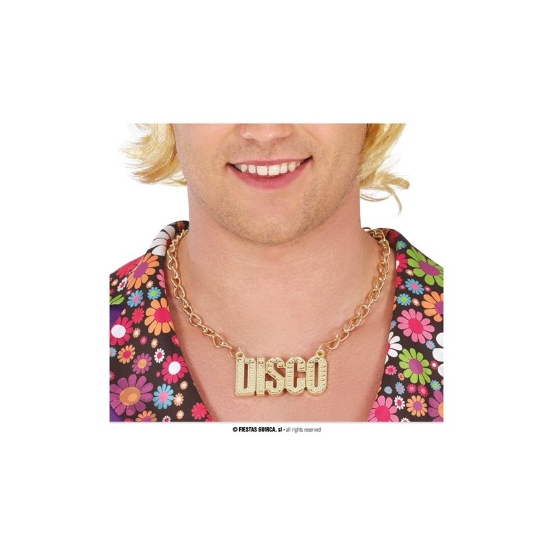 COLLIER DISCO 7 CM CHAINE EN OR