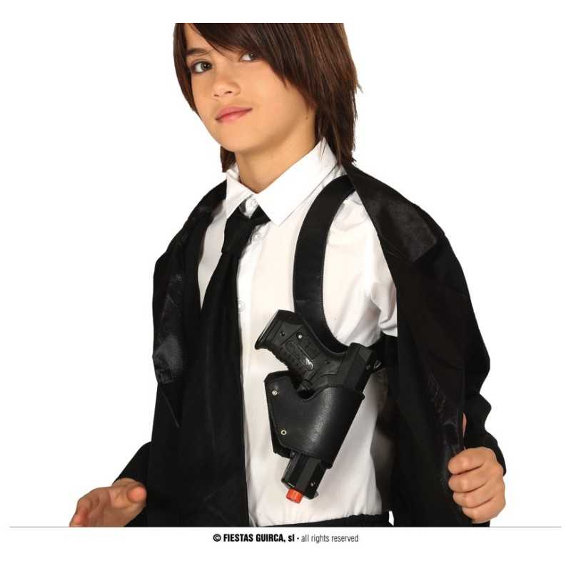 HOLSTER DE BRAS + CARTOUCHIERE NOIRE + PISTOLET NOIR POLICE 
