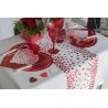 CHEMIN DE TABLE BLANC IMPRIMEE COEUR ROUGE 26 CM X 3 M