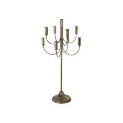 CHANDELIER METAL 9 BRANCHES DORE EFFET VIEILLI 37 CM X 73.5 CM 