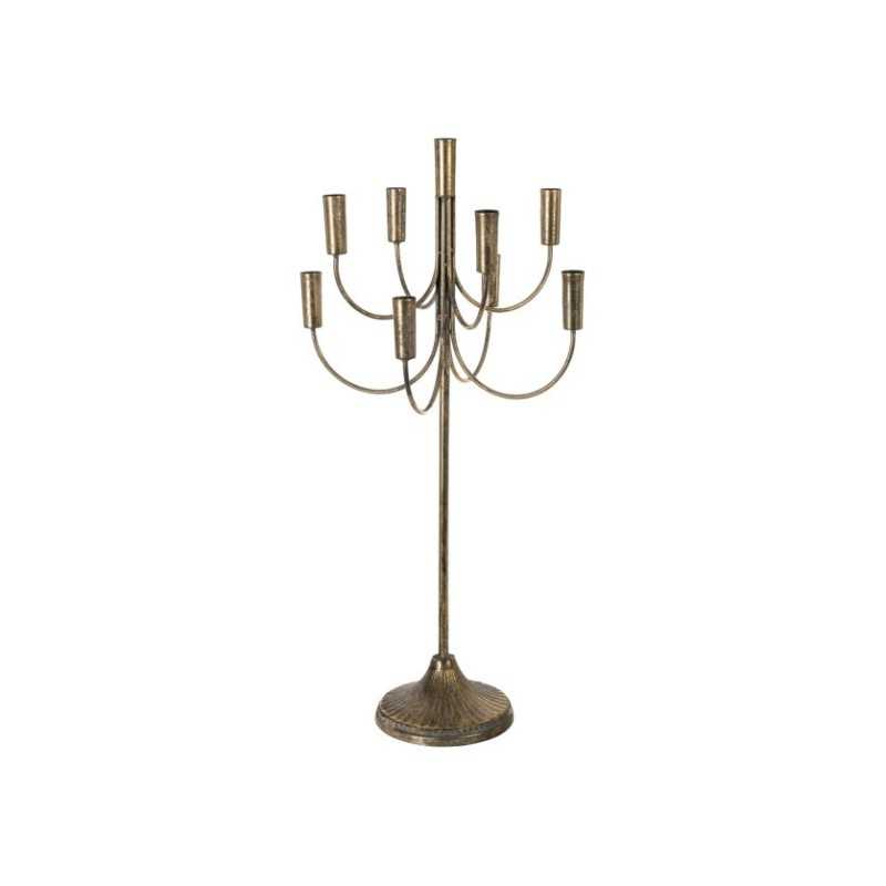 CHANDELIER METAL 9 BRANCHES DORE EFFET VIEILLI 37 CM X 73.5 CM 